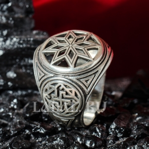 Перстень Алатырь с обережными символами